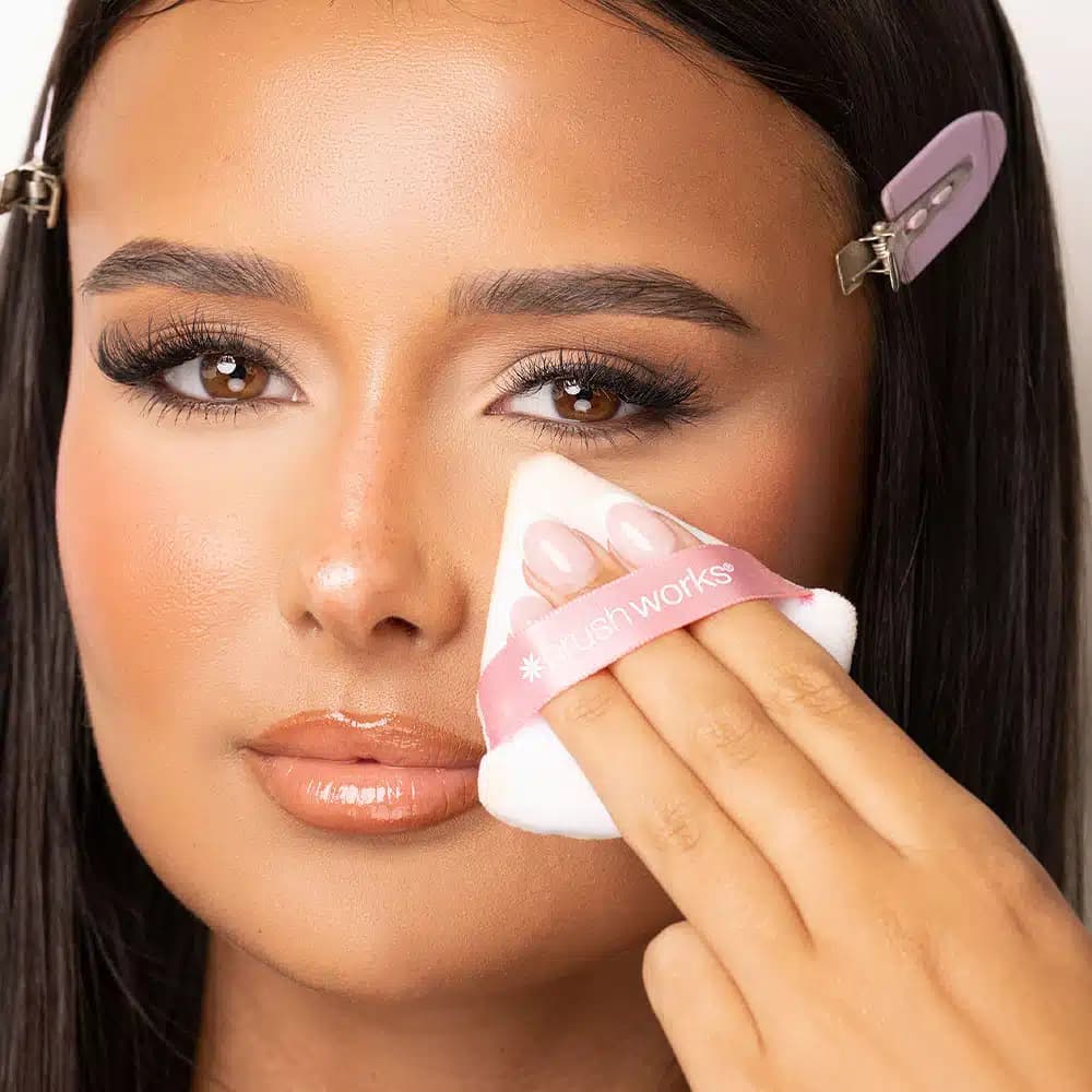 Brushworks Powder Puff in use